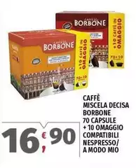 Caffe borbone - Caffe Miscela Decisa Borbone 70 Capsule + 10 Omaggio Compatibili Nespresso/ A Modo Mio