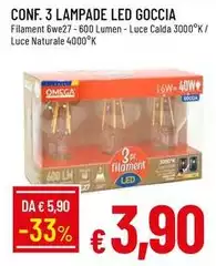 Luce - Conf. 3 Lampade Led Goccia Luce - Conf. 3 Lampade Led Goccia