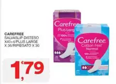 Carefree - Salvaslip Disteso X40+4/plus Large X 36/Ripiegato X 30 Carefree - Salvaslip Disteso X40+4/plus Large X 36/Ripiegato X 30