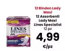 Lines - 12 Binden Lady Maxi 12 Assorbenti Lady Maxi Specialist