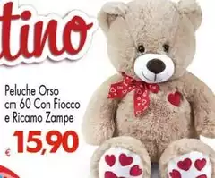 Fiocco - Peluche Orso Cm 60 Con E Ricamo Zampe Fiocco - Peluche Orso Cm 60 Con E Ricamo Zampe