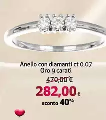 Oro - Anello Con Diamanti Ct 0,07 9 Carati Oro - Anello Con Diamanti Ct 0,07 9 Carati