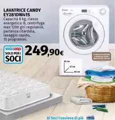 Candy - EY281DW41S lavatrice Caricamento frontale 6 kg, Classe E Resi Ø51 L F Bianco