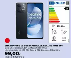 Realme - Smartphone 4g Obsidian Black  Note 70t