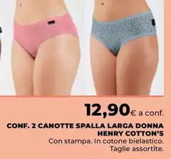 Henry Cotton's - Conf. 2 Canotte Spalla Larga Donna
