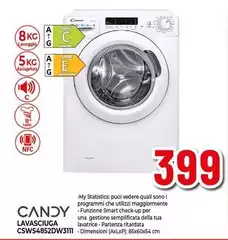 Candy - Smart CSWS4852DW3/1-11 Lavasciuga Libera Installazione Caricamento Frontale Bianco E Candy - Smart CSWS4852DW3/1-11 Lavasciuga Libera Installazione Caricamento Frontale Bianco E