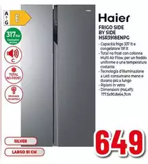 Haier -  HSR3918ENPG Frigorifero Side-by-side Libera Installazione 528 L E Argento