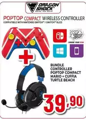 Dragon Shock - Bundle Controller Poptop Compact Mario + Cuffia Turtle Beach