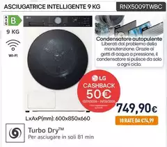 LG - Asciugatrice Intelligente 9 Kg RNX5009TWBC LG - Asciugatrice Intelligente 9 Kg RNX5009TWBC