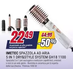 Imetec - Bellissima GH18 1100 Modellatore Ad Aria, Rivestimento Spazzole In Ceramica, 5 Accessori Per Realizzare Capelli Lisci E Luminosi, A Onde Morbide O Ricci Stretti, 1000 W