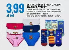 Harry Potter - Set 3 Slip/set 3 Paia Calzini