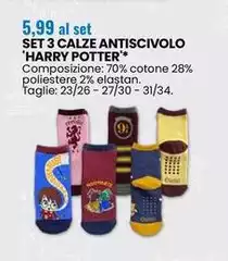 Harry Potter - Set 3 Calze Antiscivolo