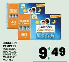 Pampers - Pannolini Sole Luna Trio X/ Junior Maxi X54/ Midi X60 Pampers - Pannolini Sole Luna Trio X/ Junior Maxi X54/ Midi X60