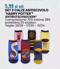 Set 3 Calze Antiscivolo 'Harry Potter'