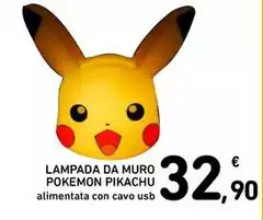 Lampada Da Muro Pokemon Pikachu Lampada Da Muro Pokemon Pikachu