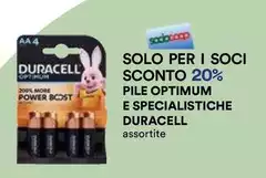 Duracell - Solo Per I Soci Scconto 20% Pile Optimum E Specialistiche
