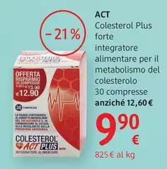Act - Colesterol Plus Forte Integratore Alimentare  Per Il Metabolismo Del Colesterolo 30 Compresse 
