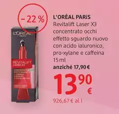 L'Oreal L'oréal - Paris Revitalift Laser X3 Concentrato Occhi  Effetto Sguardo Nuovo Con Acido Ialuronico, Pro-Xylane E Caffeina 15 Ml