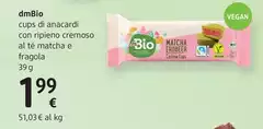 Dmbio - Cups Di Anacardi  Con Ripieno Cremoso Al Tè Matcha E Fragola  39 G