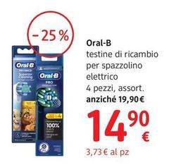 Oral B - Testine Di Ricambio Per Spazzolino Elettrico 4 Pezzi, Assort.