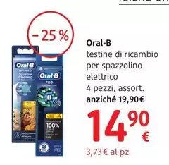 Oral B - Testine Di Ricambio Per Spazzolino Elettrico 4 Pezzi, Assort.