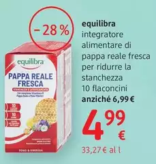 Equilibra - Integratore Alimentare  Di Pappa Reale Fresca Per Ridurre La Stanchezza  10 Flaconcini