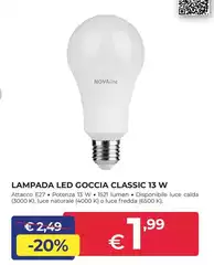 Nova Line - Lampada Led Goccia Classic 13 W Nova Line - Lampada Led Goccia Classic 13 W