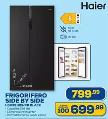 Haier - SBS 90 Serie 3 HSR3918ENPB Frigorifero Side-by-side Libera Installazione 528 L E Nero Haier - SBS 90 Serie 3 HSR3918ENPB Frigorifero Side-by-side Libera Installazione 528 L E Nero