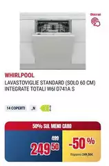 Whirlpool - Lavastoviglie Standard (Solo 60 Cm) Integrate Totali W61 D7410 S