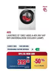 Aeg - Lavatrice CF 10kg 1400G A40% INV VAP Wifi Universaldose Exclusiv (Jump)