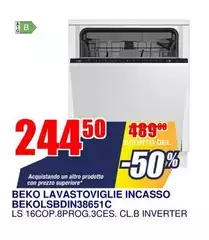 Beko - Lavastoviglie Incasso BELKOSBDIN38651C