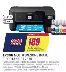 Epson - Multifunzione Inkje Ecotank Et-2870 Epson - Multifunzione Inkje Ecotank Et-2870