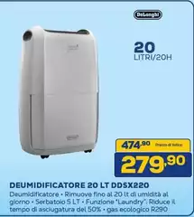 De Longhi - Deumidificatore 20 LT DDSX220 De Longhi - Deumidificatore 20 LT DDSX220