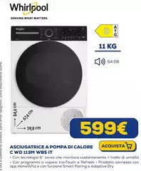 Whirlpool - Asciugatrice A Pompa Di Calore C WD 1134 WBS IT Whirlpool - Asciugatrice A Pompa Di Calore C WD 1134 WBS IT