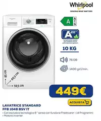 Whirlpool - Lavatrice Standard FFB 1048 BSV IT Whirlpool - Lavatrice Standard FFB 1048 BSV IT