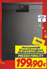 Akai - Lavastoviglie 15 Coperti 6 Programmi Display Led Controlli Touch Akai - Lavastoviglie 15 Coperti 6 Programmi Display Led Controlli Touch