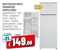 Ngm - FR240VE White Frigorifero Doppia Porta Ngm - FR240VE White Frigorifero Doppia Porta