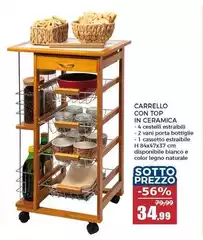 Carrello Con Top In Ceramica