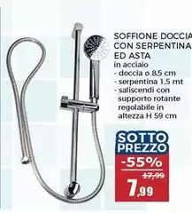 Asta - Soffione Doccia Con Serpentina Ed Asta - Soffione Doccia Con Serpentina Ed