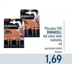 Duracell - Pila Plus 100 Aa Stilo