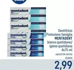 Mentadent - Dentifricio Protezione Famiglia Bianco Quotidiano