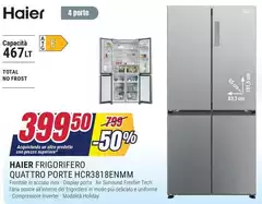 Haier - Cube 83 Serie 3 HCR3818ENMM Frigorifero Side-by-side Libera Installazione 467 L E Platino, Acciaio Inox Haier - Cube 83 Serie 3 HCR3818ENMM Frigorifero Side-by-side Libera Installazione 467 L E Platino, Acciaio Inox