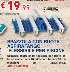 Eurostar Pools - Spazzola Con Ruote Aspirafango Flessibile Per Piscine