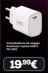 Maze - Caricabatterie Da Viaggio Aaamaze 1 Porta Usb-c Pd 20w