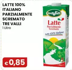 Tre Valli - Latte 100% Italiano Parzialmente Scremato 1 Litro