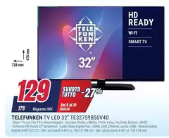 Telefunken - Tv Led 32" TE32759B50V4D