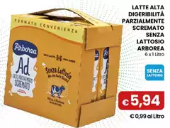 Arborea - Latte Alta Digeribilità Parzialmente Scremato Senza Lattosio 6 X 1 Litro