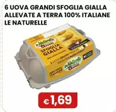 Le Naturelle - 6 Uova Grandi Sfoglia Gialla Allevate A Terra 100% Italiane 