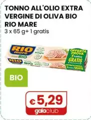 Rio Mare - Tonno All'Olio Extra Vergine Di Oliva Bio 3 X 65 G+ 1 Gratis Rio Mare - Tonno All'Olio Extra Vergine Di Oliva Bio 3 X 65 G+ 1 Gratis