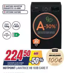 Hotpoint - Lavatrice HB 103B careit A-30% 10